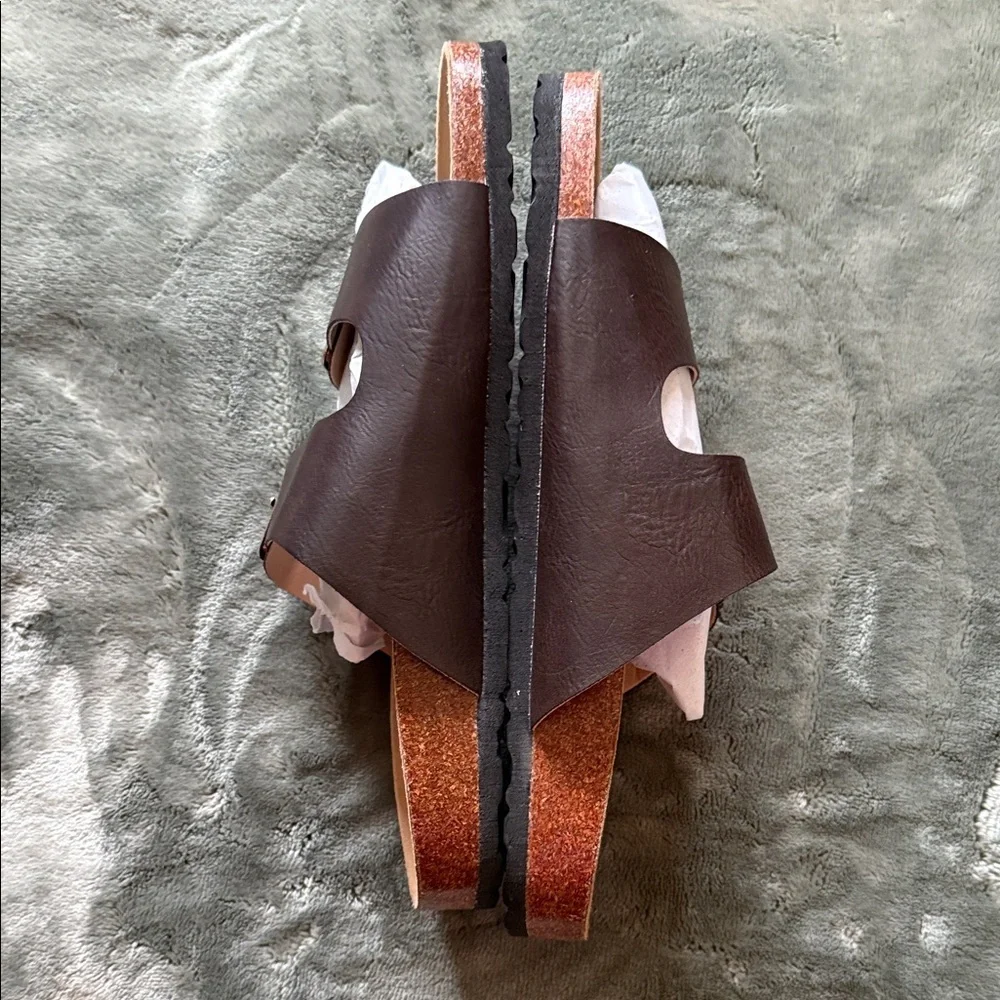 Mata Shoes Brown Double Buckle Slide Sandals